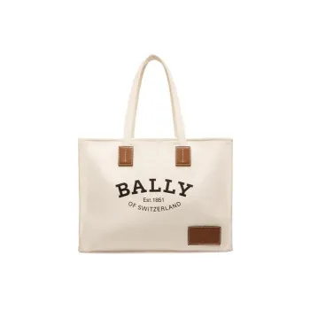 BALLY Fabric Cow Leather Patchwork Tote Bag Shopping Bag Handbag Shoulder Bags Women's Ecru