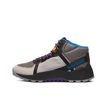Timberland Solar Wave Cushioning, Slip Resistant, And Abrasion Resistant Mid Top Outdoor Shoes Gray Purple
