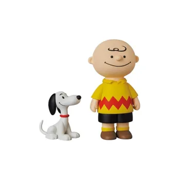 Medicom Toy Udf Peanuts Series12  50's Snoopy And Charlie Brown Figure Yellow