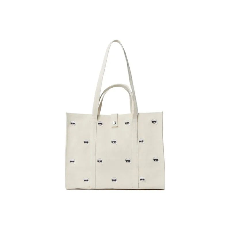 KARL LAGERFELD K/Ikonik Cotton Tote Bag, Shopping Bag, Shoulder Bag, Handbag Women's Ecru-1