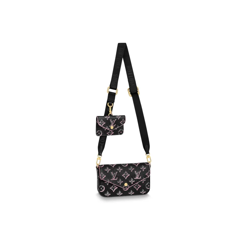 LOUIS VUITTON Félicie Strap & Go Monogram Canvas Black-0