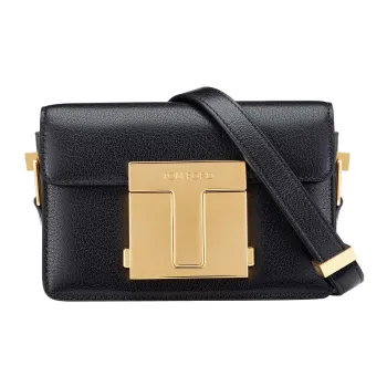 TF Shiny Grained Leather Crossbody Bag Shoulder Bag Women's Black