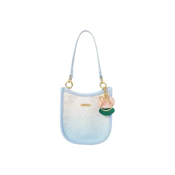 Miffy PU Saddle Bag Crescent Moon Bag Shoulder Bag Handbag Crossbody Bag Small Size Women's Blue/Ecru