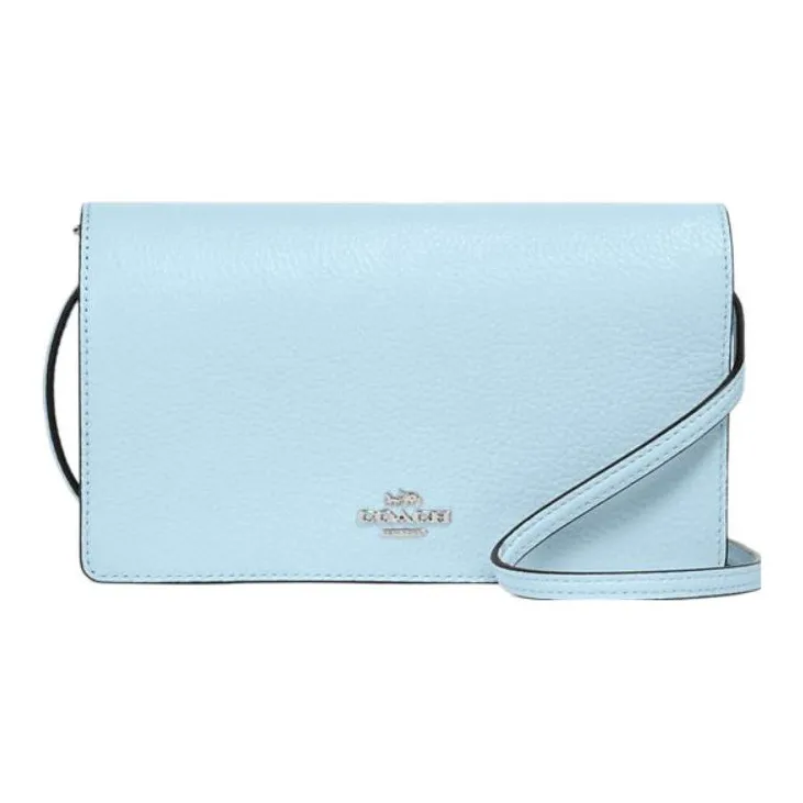 COACH Anna Litchi Grain Leather Small Square Bag Clutch Crossbody Bag Shoulder Bag Women's Light Blue-0