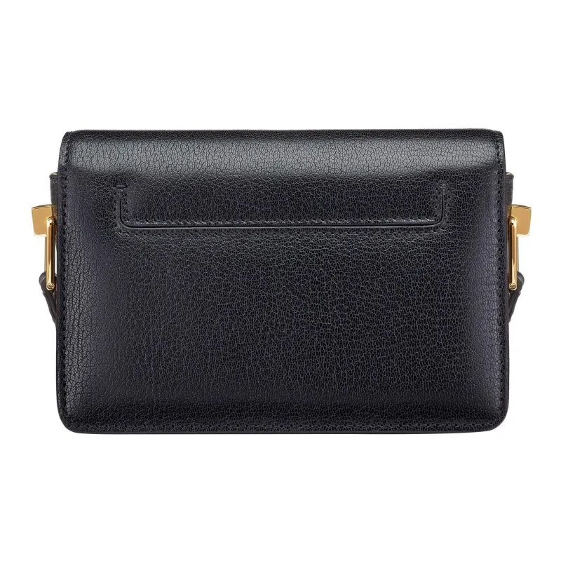 TF Shiny Grained Leather Crossbody Bag Shoulder Bag Women's Black-1