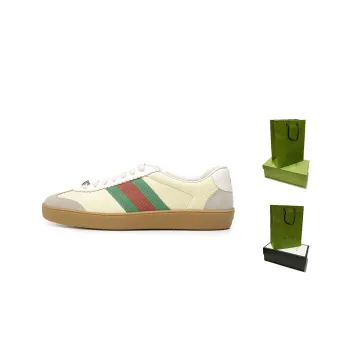 GUCCI G74 Web Stylish Skateboarding Shoes Men's Yellow Green Red Shopping Bag