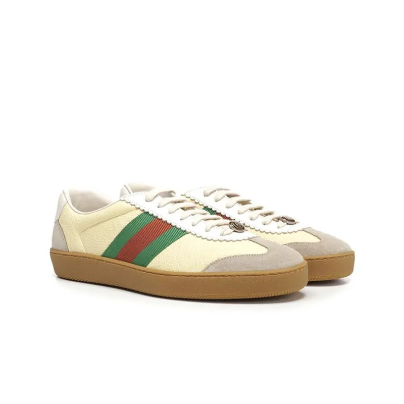 GUCCI G74 Web Stylish Skateboarding Shoes Men's Yellow Green Red Shopping Bag-2