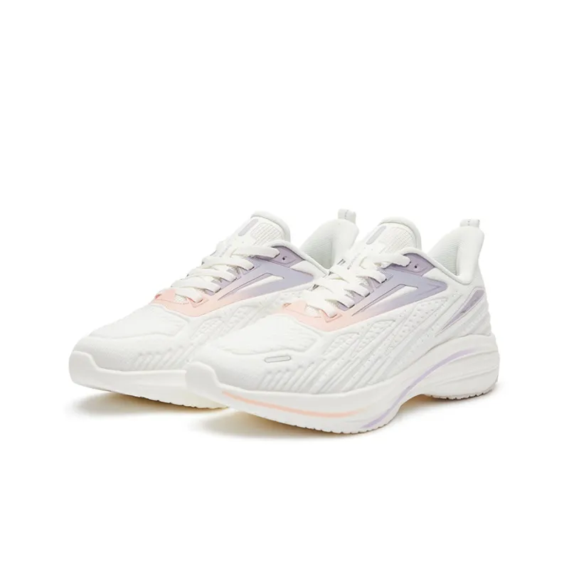 Erke Anti-Slip Wear-Resistant Low-Top Running Shoes Women's White Purple-1