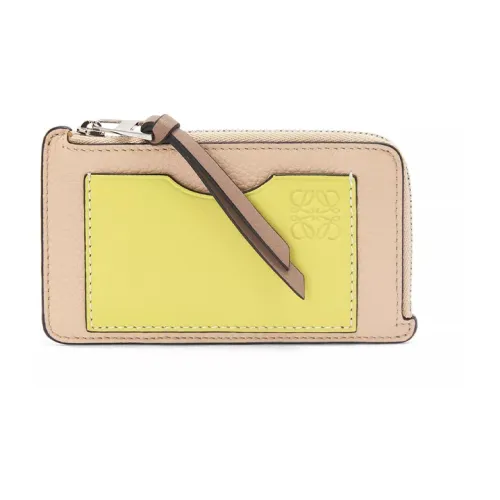 LOEWE Cow Leather Card Holder Men's Beige/Yellow
