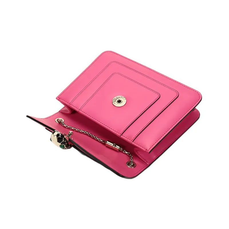 BVLGARI Serpenti Forever Calfskin Crossbody Bag, Shoulder Bag Women's Fuchsia Crystal-3