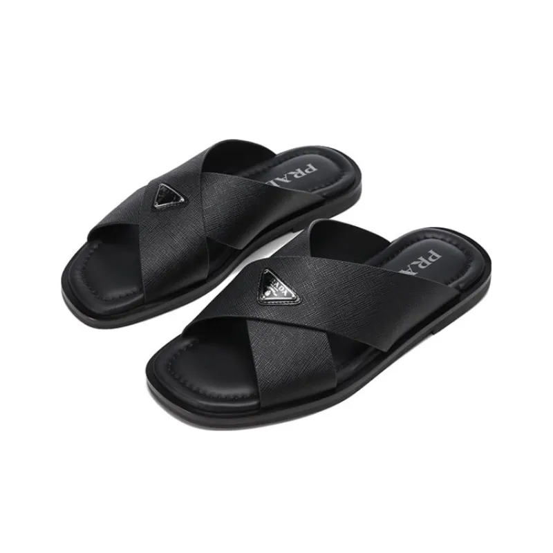 PRADA Rubber Sole Slide Slippers Men's Black-2