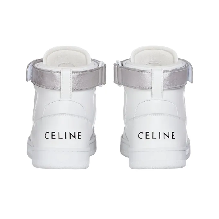 CELINE High Top Stylish Skateboarding Shoes Men's Silver White-4