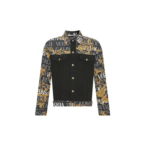 VERSACE JEANS COUTURE Denim Jackets Men Black