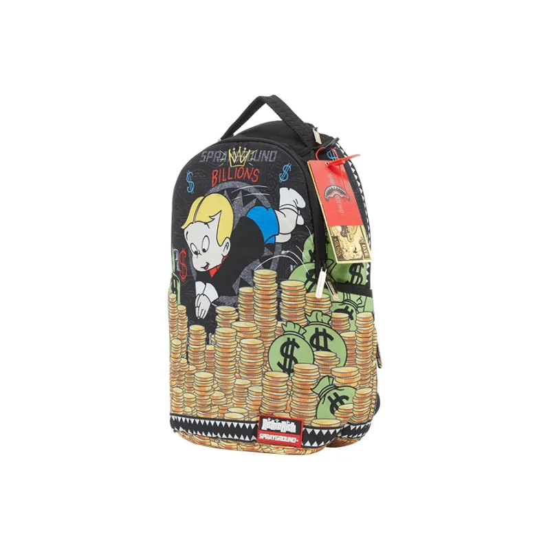 SPRAYGROUND Little Rich Rich Collaboration Polyester Laptop Backpack Large Size Unisex Black-1