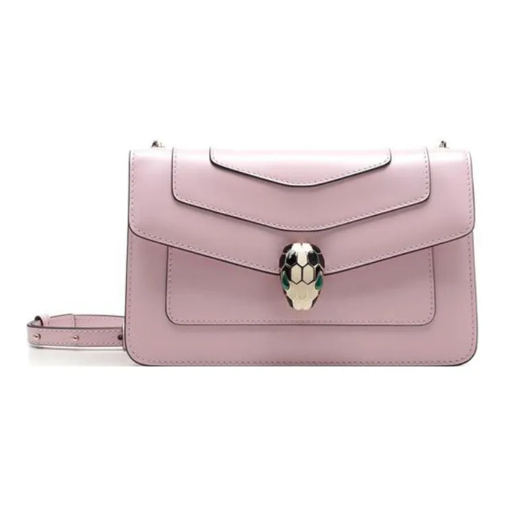 BVLGARI Serpenti Forever Series Calfskin Chain Bag, Flap Bag, Shoulder Bag Women's Rose-0