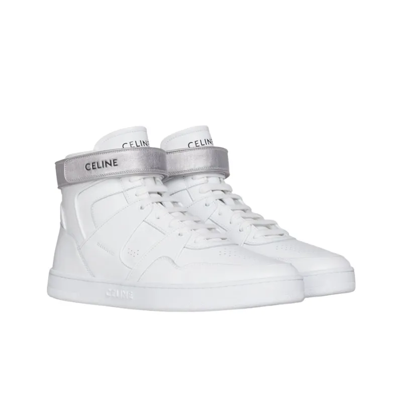 CELINE High Top Stylish Skateboarding Shoes Men's Silver White-2