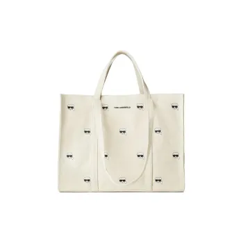 KARL LAGERFELD K/Ikonik Cotton Tote Bag, Shopping Bag, Shoulder Bag, Handbag Women's Ecru