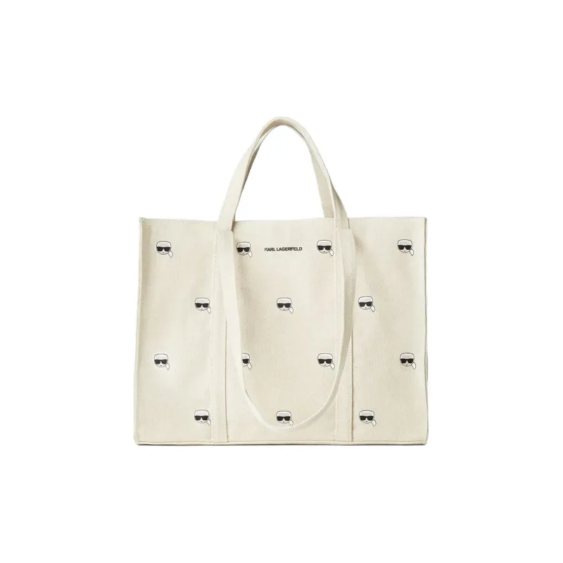 KARL LAGERFELD K/Ikonik Cotton Tote Bag, Shopping Bag, Shoulder Bag, Handbag Women's Ecru-0