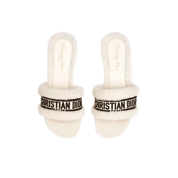 DIOR Dway Rubber Sole Odor-Resistant Slide Slippers Women's White-4