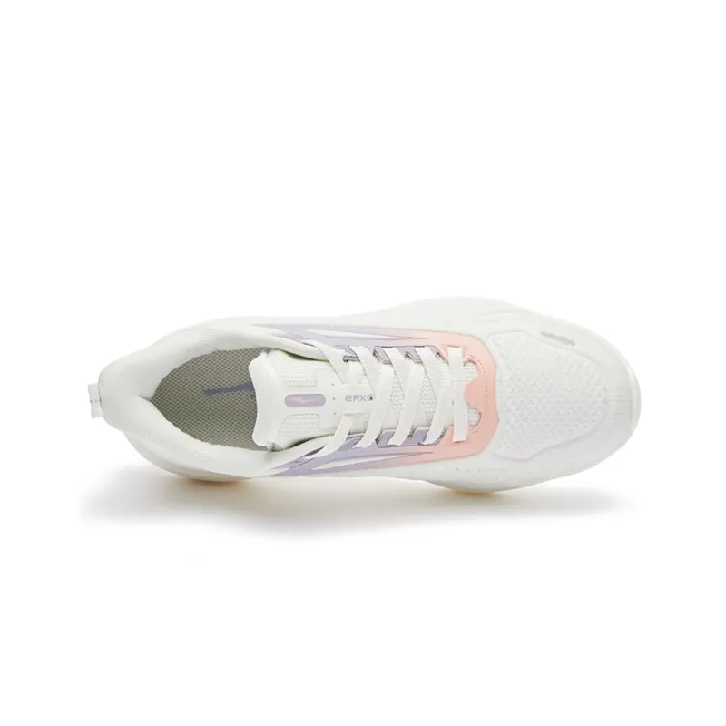 Erke Anti-Slip Wear-Resistant Low-Top Running Shoes Women's White Purple-2