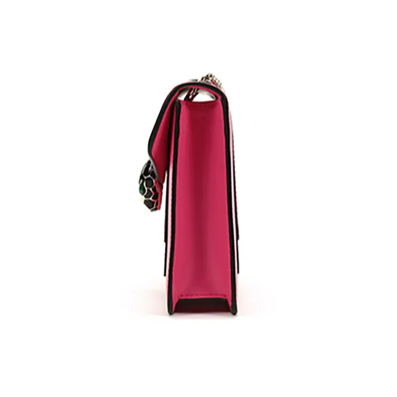 BVLGARI Serpenti Forever Calfskin Crossbody Bag, Shoulder Bag Women's Fuchsia Crystal-4