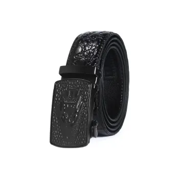 ALIEN BANG Crocodile Pattern Belt Men's Business Automatic Buckle Cow Leather Belt Men's