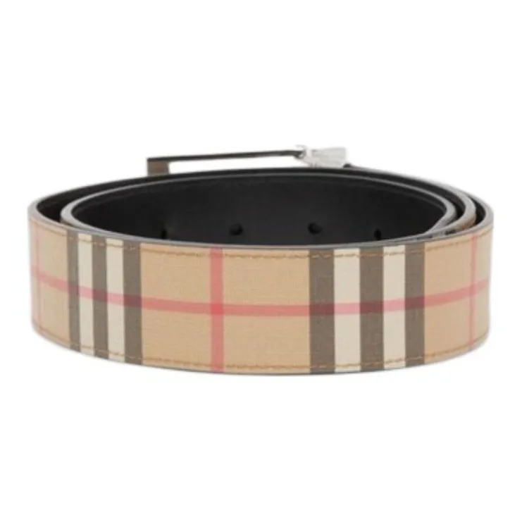 Burberry Check Pattern Reversible Buckle Belt-3