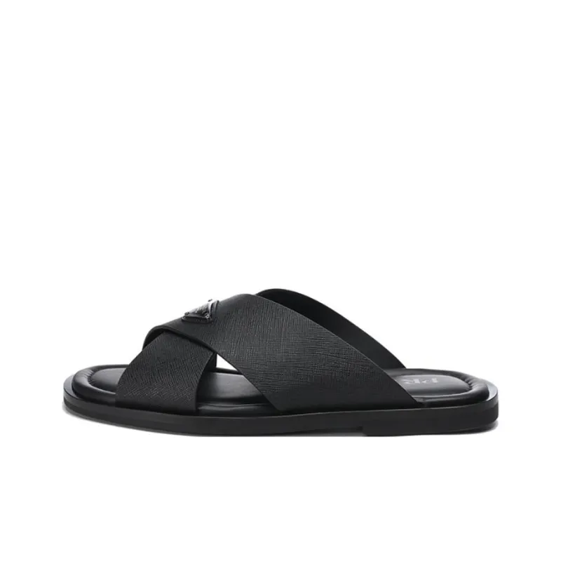 PRADA Rubber Sole Slide Slippers Men's Black-0