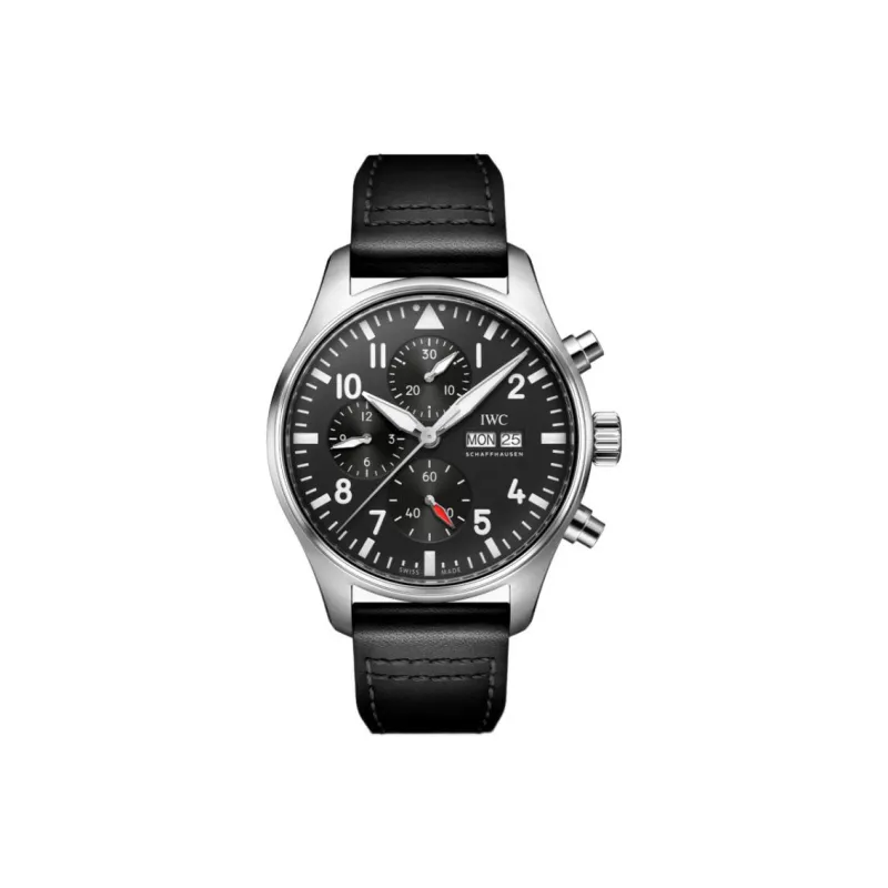 IWC PILOT Collection Automatic Mechanical Movement Men's Watch 43mm Black Dial Stainless Steel Watch Case Cowhide Strap-0