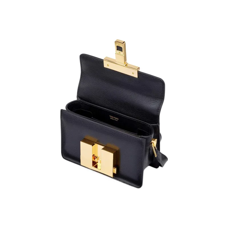 TF Shiny Grained Leather Crossbody Bag Shoulder Bag Women's Black-3