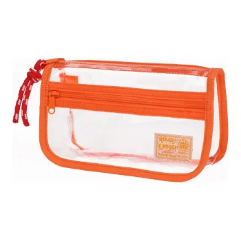 Rough Enough PVC Pen Pouch Storage Bag Makeup Bag Toiletry Bag Regular Unisex Transparent Orange