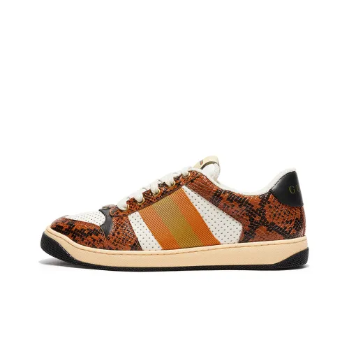 GUCCI Screener Skateboard Shoes Men Low-Top Brown/White