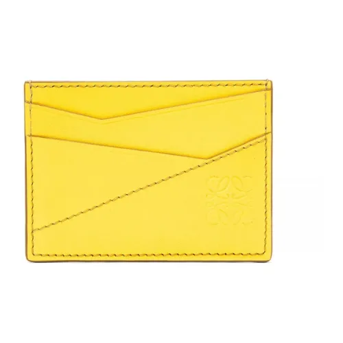 LOEWE Puzzle Smooth Cow Leather Card Holder Men's Lemon