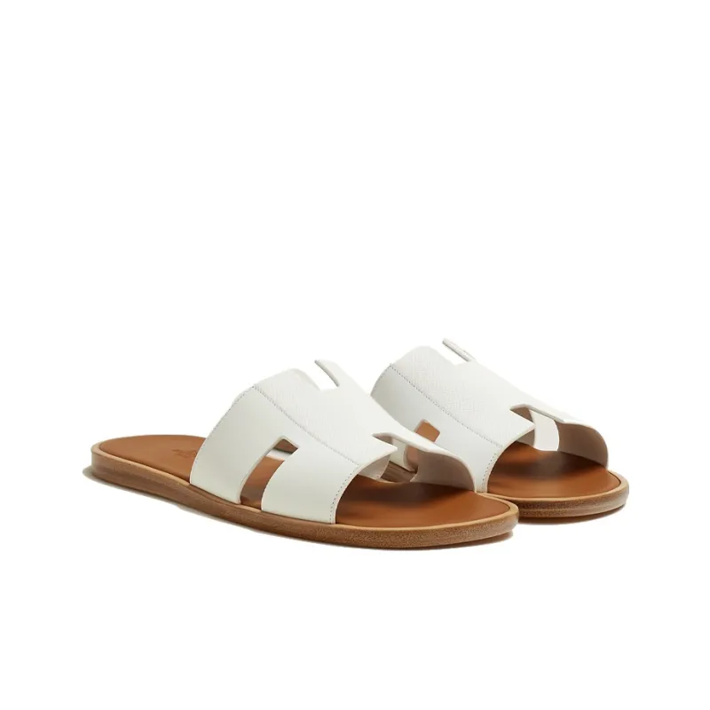 HERMES Izmir Sandal Blanc Naturel Epsom Mosaique Calfskin Leather-1