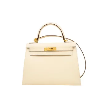 HERMES Kelly 28 Handbag Epsom 12 Nata White