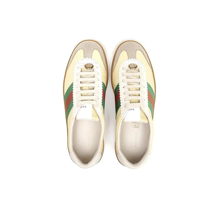 GUCCI G74 Web Stylish Skateboarding Shoes Men's Yellow Green Red Shopping Bag-3