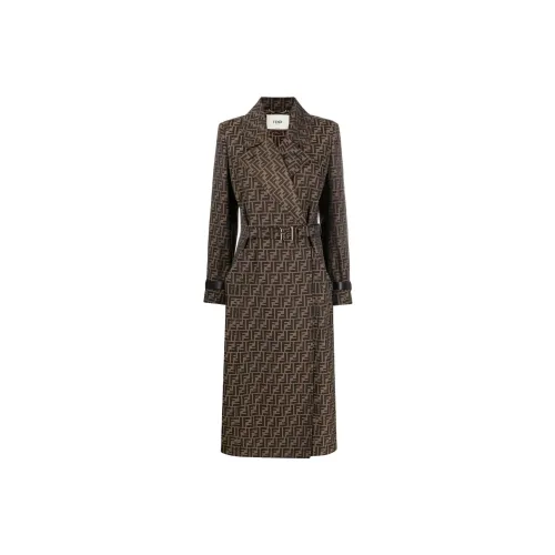 FENDI Trench Coats Women's Brown