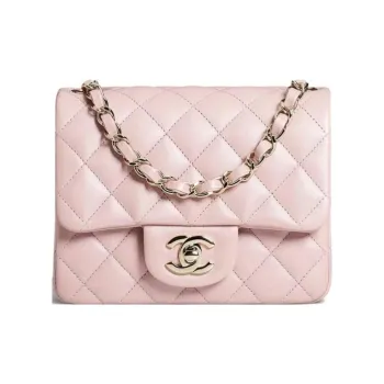 CHANEL Sheepskin Mini Square Flap Bag, Flap Bag, Shoulder Bag, Crossbody Bag Women's Light Pink