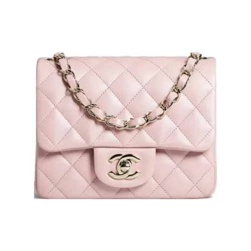 CHANEL Sheepskin Mini Square Flap Bag, Flap Bag, Shoulder Bag, Crossbody Bag Women's Light Pink