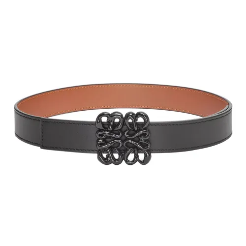 LOEWE Double-Layered Fashion Minimalist Style Smooth Buckle Cow Leather Belt Unisex Black/Brown 2.8cm