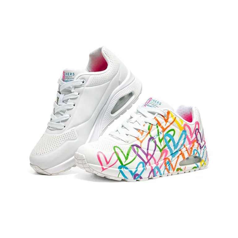 Skechers Uno Cushioned Slip Resistant Abrasion Resistant Low Top Casual Shoes Women's White Multicolor-2