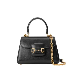GUCCI Horsebit 1955 Leather Shoulder Bag, Crossbody Bag, Handbag Mini Women's Black