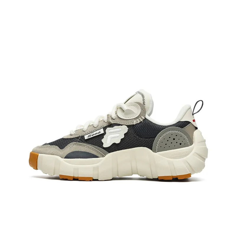 FILA FUSION BONE DX Spine Shoes Cushioning Anti Slip And Wear Resistant Low Top Casual Shoes Women's Gray White-0
