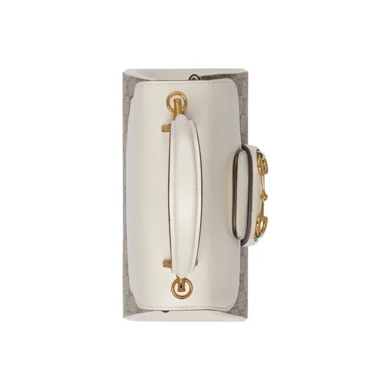 GUCCI Horsebit 1955 Canvas With Leather Shoulder Bag Crossbody Bag Handbag Mini Women's White/Ebony-6