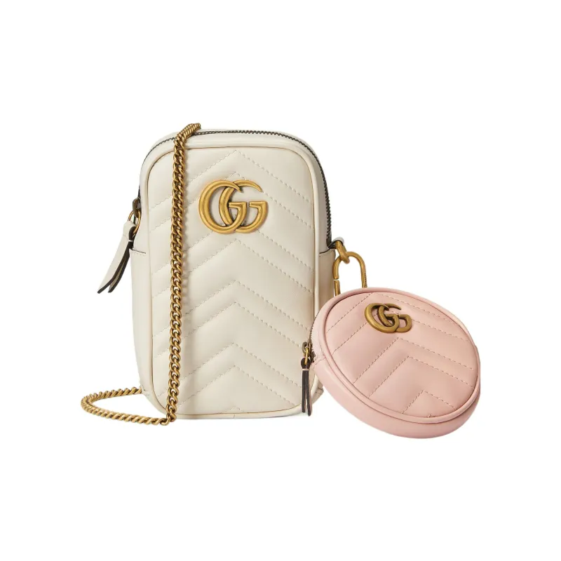 GUCCI GG Marmont Leather Coin Purse Mini Women's White-0