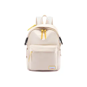 Sound For Life Nylon Fabric Backpack Large Size Women's Ecru/Pink