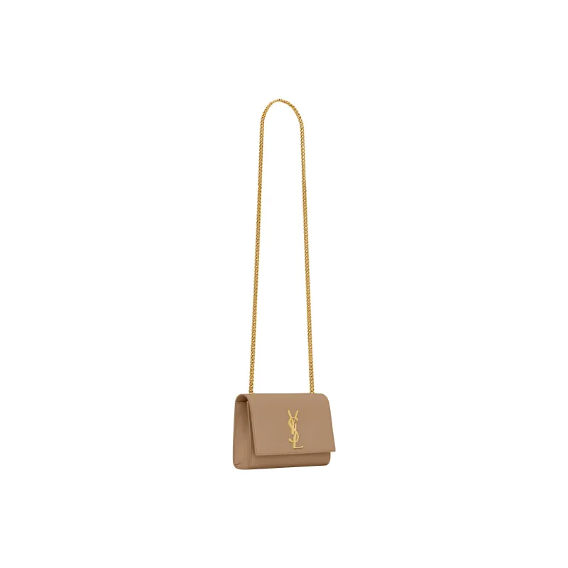 SAINT LAURENT KATE Calfskin Shoulder Bag Crossbody Bag Small Size Women's Taupe-2