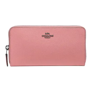 COACH Wallet Crisscross Leather Clutches Card Holder Wallet Women's Light Pink