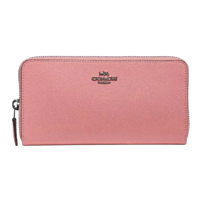 COACH Wallet Crisscross Leather Clutches Card Holder Wallet Women's Light Pink-0