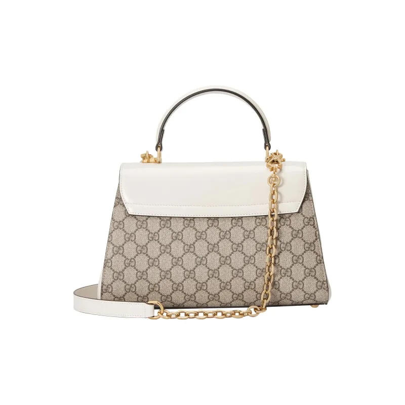 GUCCI Horsebit 1955 Supreme Canvas With Leather Trim Shoulder Bag Crossbody Bag Handbag Medium Size Women's White/Ebony-2